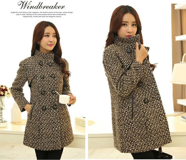 women's wool & blends women coat plaid woolen female middle long winter coats for student clothing outwears ladies, Black
women's wool & blends women coat plaid woolen female middle long winter coats for student clothing outwears ladies, Black