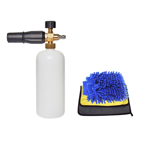 snow foam lance 1l foam generator spray gun high pressure washer gun & towel glove for car cleaning
snow foam lance 1l foam generator spray gun high pressure washer gun & towel glove for car cleaning