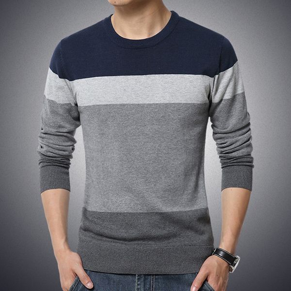 2018 autumn casual men's sweater o-neck striped slim fit knittwear mens sweaters pullovers pullover men pull homme -3xl, White;black 
2018 autumn casual men's sweater o-neck striped slim fit knittwear mens sweaters pullovers pullover men pull homme -3xl, White;black