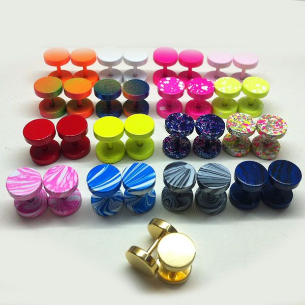 1 pair fashion men new cool fake ear plugs stud earrings 8mm stainless steel candy color spring summer gold jewelry piercing, Golden;silver
1 pair fashion men new cool fake ear plugs stud earrings 8mm stainless steel candy color spring summer gold jewelry piercing, Golden;silver