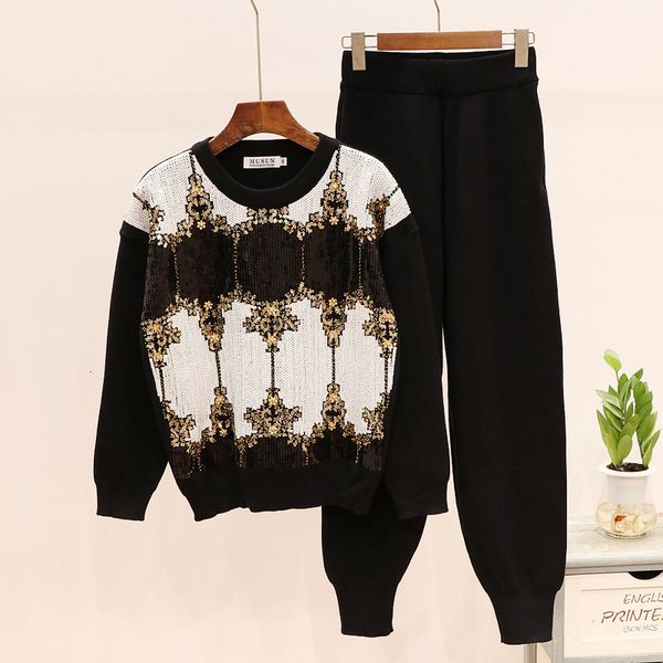 deat 2020 autumn winter long sleeve o neck knitted jumper sequins elastic pants tracksuit women 19j-a5, White
deat 2020 autumn winter long sleeve o neck knitted jumper sequins elastic pants tracksuit women 19j-a5, White