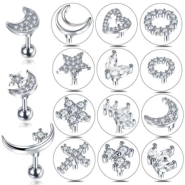 1pc cross star moon flower cz tragus cartilage piercings ear stud helix piercings crystal daith rook earrings women jewelry 16g, Slivery;golden
1pc cross star moon flower cz tragus cartilage piercings ear stud helix piercings crystal daith rook earrings women jewelry 16g, Slivery;golden