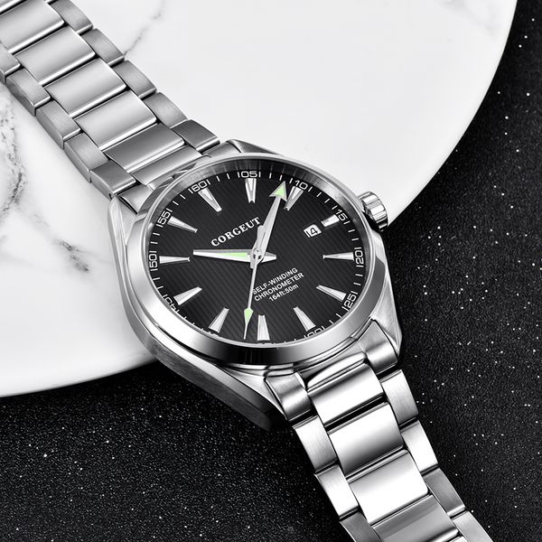 corgeut 41mm men clock miyota 8215 automatic calendar date mechanical sapphire glass men wristwatch luxury brand, Slivery;brown
corgeut 41mm men clock miyota 8215 automatic calendar date mechanical sapphire glass men wristwatch luxury brand, Slivery;brown