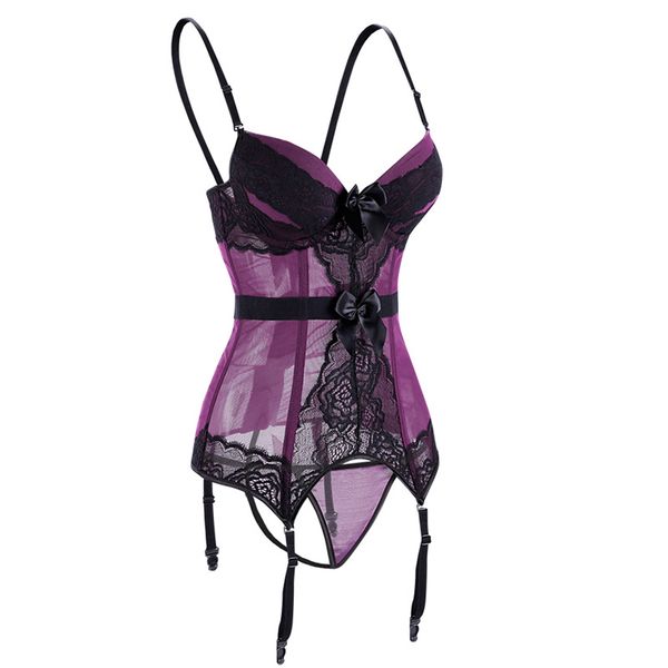 gothic purple lace transparent padded bra lingerie corset women rave night wear waist elastic boned underwear bustier, Black;white
gothic purple lace transparent padded bra lingerie corset women rave night wear waist elastic boned underwear bustier, Black;white