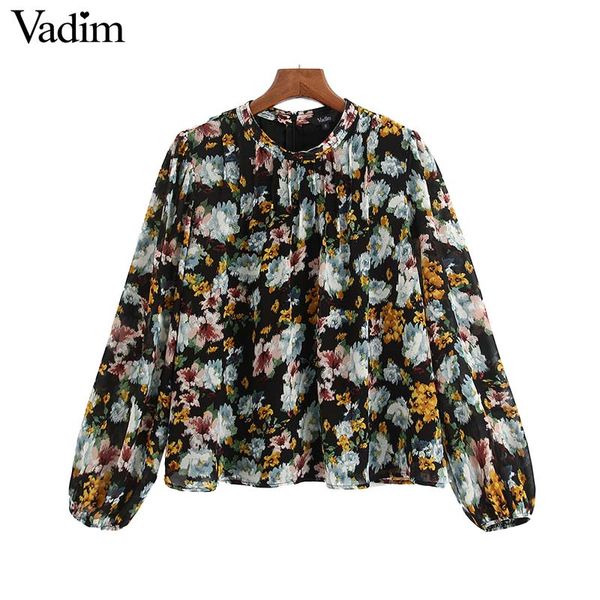 women's blouses & shirts vadim women chic floral pattern print blouse chiffon back zipper long sleeve shirt female stylish casual wear, White
women's blouses & shirts vadim women chic floral pattern print blouse chiffon back zipper long sleeve shirt female stylish casual wear, White