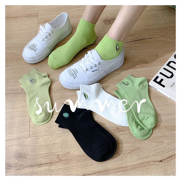 6pairs women solid color avocado embroidery socks female casual cotton socks simple college style trendy breathable short, Black;white
6pairs women solid color avocado embroidery socks female casual cotton socks simple college style trendy breathable short, Black;white