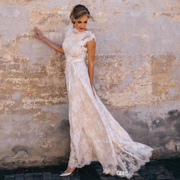 vintage champagne lace bohemian wedding dress a line cap sleeve soft tulle bow sash wedding bridal gown vestidos de novia 2020, White
vintage champagne lace bohemian wedding dress a line cap sleeve soft tulle bow sash wedding bridal gown vestidos de novia 2020, White