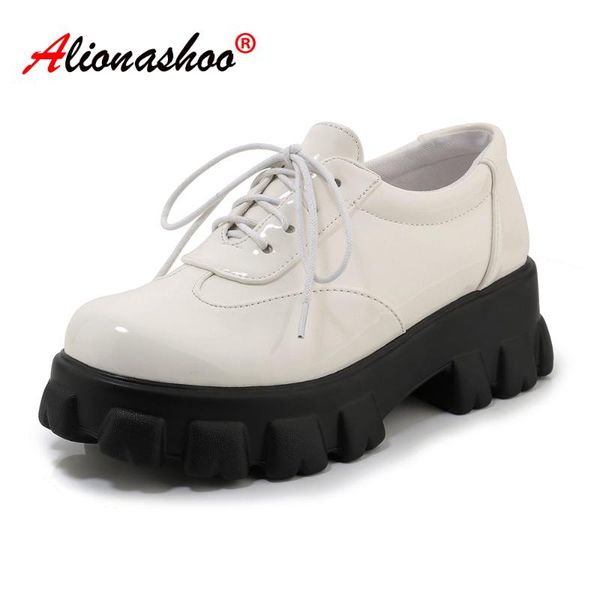 womens platform sneakers black white thick soled sneakers lace up women casual shoes round toe large size womens shoes 34-46