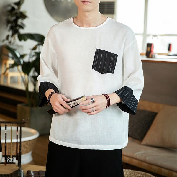 m-5xl 2020 summer 3/4 sleeve linen t-shirt pocket front o-neck cool t shirt men loose fit streetwear oversized t shirt man, White;black
m-5xl 2020 summer 3/4 sleeve linen t-shirt pocket front o-neck cool t shirt men loose fit streetwear oversized t shirt man, White;black
