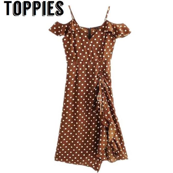 ies women 2019 summer brown polka dots dress vintage ruffles midi dress beach style dresses mx19070401, Black;pink
ies women 2019 summer brown polka dots dress vintage ruffles midi dress beach style dresses mx19070401, Black;pink