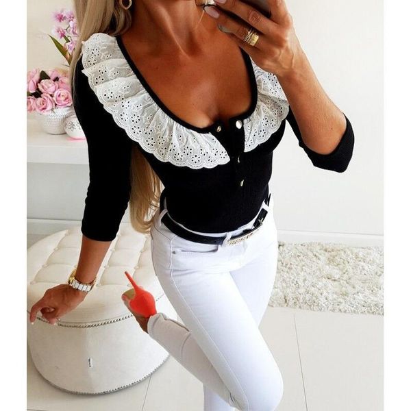 men's sweaters women's casual solid colour long-sleeved ladies blouse ruffled collar slim-type shirts, White;black
men's sweaters women's casual solid colour long-sleeved ladies blouse ruffled collar slim-type shirts, White;black