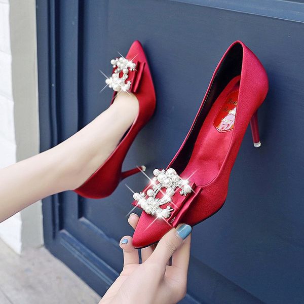 temperament elegant pearl rhinestone high heels stiletto single shoes red wedding shoes dress party pumps satin womens, Black
temperament elegant pearl rhinestone high heels stiletto single shoes red wedding shoes dress party pumps satin womens, Black