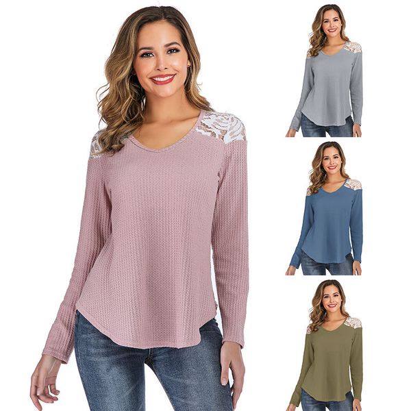 women's autumn winter new fashion shoulder lace pactchwork v-neck long sleeve shirt female casual loose tees t-shirt, White
women's autumn winter new fashion shoulder lace pactchwork v-neck long sleeve shirt female casual loose tees t-shirt, White