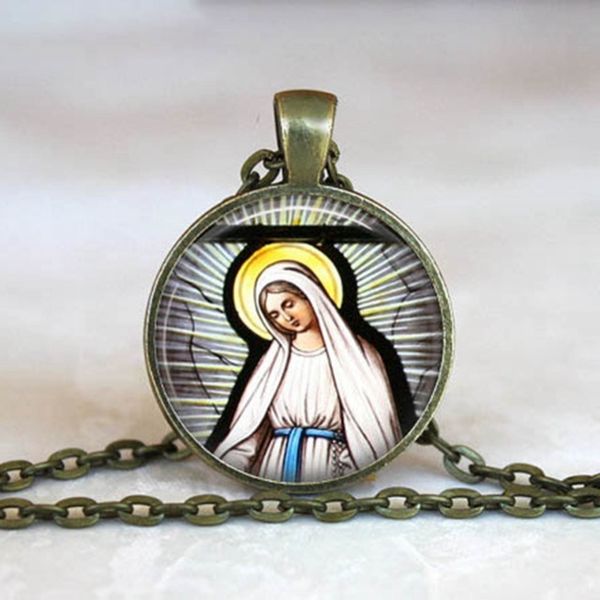 virgin mary and baby jesus christian catholicism jewelry bronze necklace blessed mother religious art glass dome pendant gift, Silver
virgin mary and baby jesus christian catholicism jewelry bronze necklace blessed mother religious art glass dome pendant gift, Silver