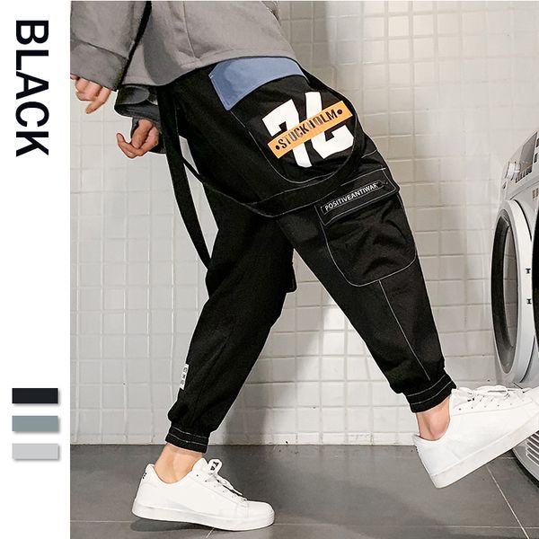 ribbons cargo pants men casual streetwear harajuku pants hip hop trendy casual youth slim stylish men's jogger trousers, Black
ribbons cargo pants men casual streetwear harajuku pants hip hop trendy casual youth slim stylish men's jogger trousers, Black