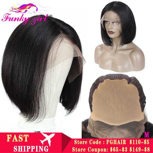 funky girl fake scalp wig 13x6 lace front human hair wigs for black women remy brazilian straight short bob wig pre plucked, Black;brown
funky girl fake scalp wig 13x6 lace front human hair wigs for black women remy brazilian straight short bob wig pre plucked, Black;brown