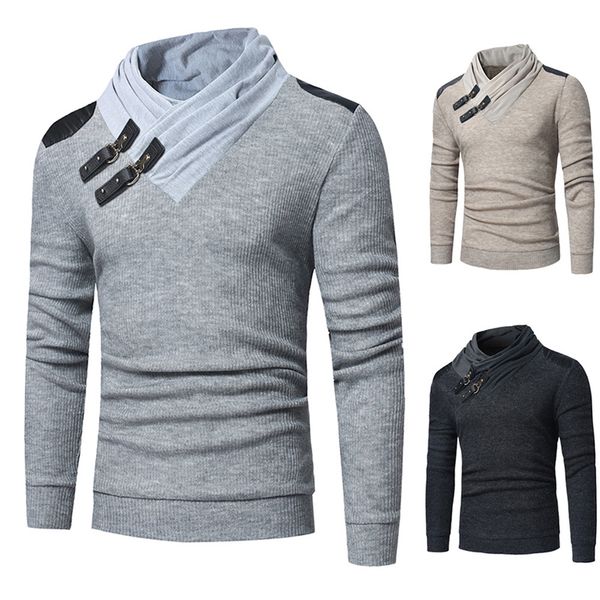 2020 autumn winter men fashion leather buckle patchwork slim fit knitwear sweater male casual plus size pull homme suéter, White;black
2020 autumn winter men fashion leather buckle patchwork slim fit knitwear sweater male casual plus size pull homme suéter, White;black