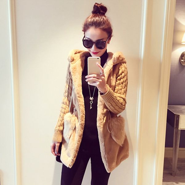 women autumn winter warm jacket coat classic knitted sweater patchwork plush thick hooded outerwear coat #2, Tan;black
women autumn winter warm jacket coat classic knitted sweater patchwork plush thick hooded outerwear coat #2, Tan;black