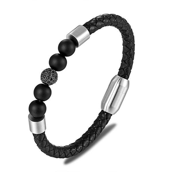 livvy fashion paving cz men's bracelet stone beads and stainless steel leather charm bracelet men's jewelry gifts as682, White
livvy fashion paving cz men's bracelet stone beads and stainless steel leather charm bracelet men's jewelry gifts as682, White