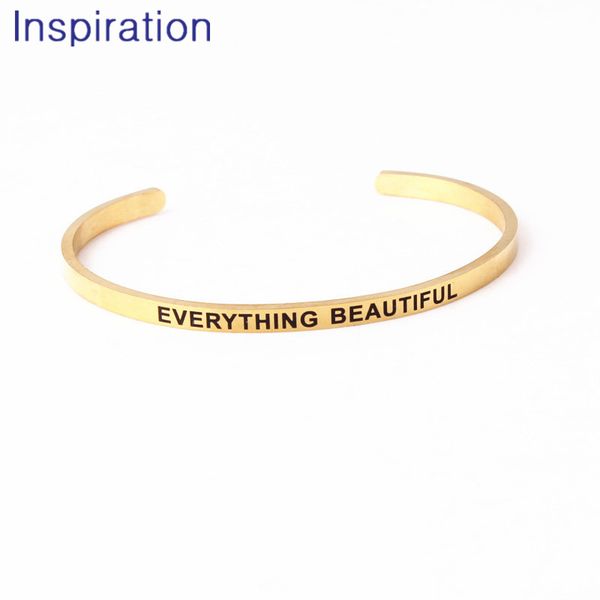3.2mm gold color stainless steel bangle everything beautiful engraved inspirational quote cuff mantra bracelet for women, Black
3.2mm gold color stainless steel bangle everything beautiful engraved inspirational quote cuff mantra bracelet for women, Black