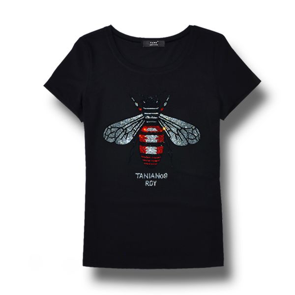 brand women rhinestone t shirt bee blingbling crystal women tees plus size short sleeve for summer, White
brand women rhinestone t shirt bee blingbling crystal women tees plus size short sleeve for summer, White