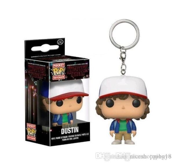 

funko pocket pop keychain - dustin stranger things vinyl figure keyring with box toy gift good quality