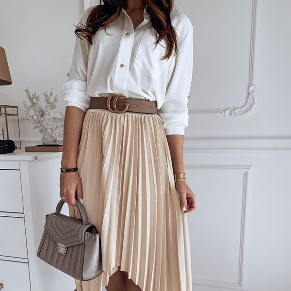 oufisun 2019 summer fashion pleated skirt solid color pleated irregular design office women skirt women casual long skirts, Black
oufisun 2019 summer fashion pleated skirt solid color pleated irregular design office women skirt women casual long skirts, Black