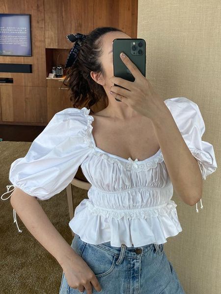 boho inspired cotton blouse for women white shirred bodice vintage women sumen puff sleeves ruffled cropped fit blouse
boho inspired cotton blouse for women white shirred bodice vintage women sumen puff sleeves ruffled cropped fit blouse