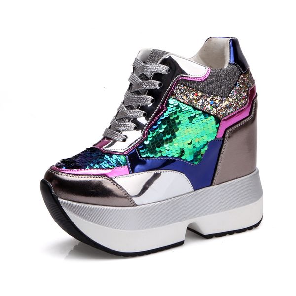 autumn new women's casual shoes wild korean increase in sneakers sequins color matching muffin thick platform women's shoes, Black
autumn new women's casual shoes wild korean increase in sneakers sequins color matching muffin thick platform women's shoes, Black