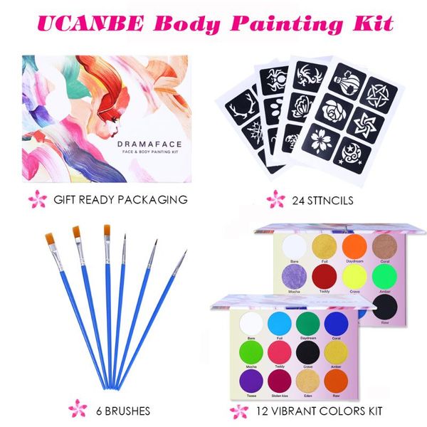 ucanbe neon face body paint tattoo kit with 24 stencils and 6 brushes halloween party festival makeup fancy dress painting art
ucanbe neon face body paint tattoo kit with 24 stencils and 6 brushes halloween party festival makeup fancy dress painting art
