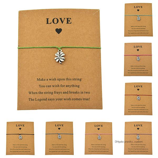 8 colors lucky four leaf clover charm adjustable cord love card bracelets for women men friendship gift cute clover jewelry, Golden;silver
8 colors lucky four leaf clover charm adjustable cord love card bracelets for women men friendship gift cute clover jewelry, Golden;silver
