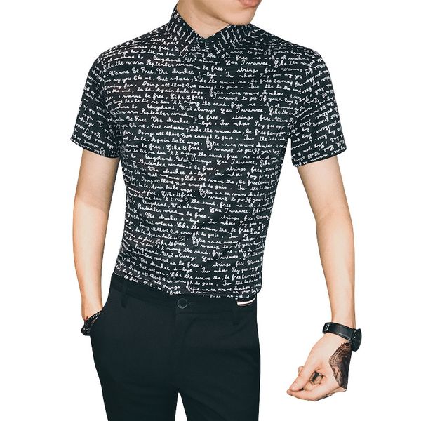 2019 shirt men short sleeve fashion printed casual slim fit men dress shirt party club camisa masculina streetwear top, White;black
2019 shirt men short sleeve fashion printed casual slim fit men dress shirt party club camisa masculina streetwear top, White;black