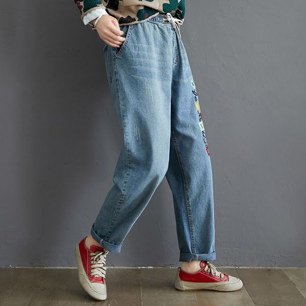 plus size embroidery harem jeans drawstring elastic waist pockets full length role up cuff high street casual jeans boyfriend, Blue
plus size embroidery harem jeans drawstring elastic waist pockets full length role up cuff high street casual jeans boyfriend, Blue