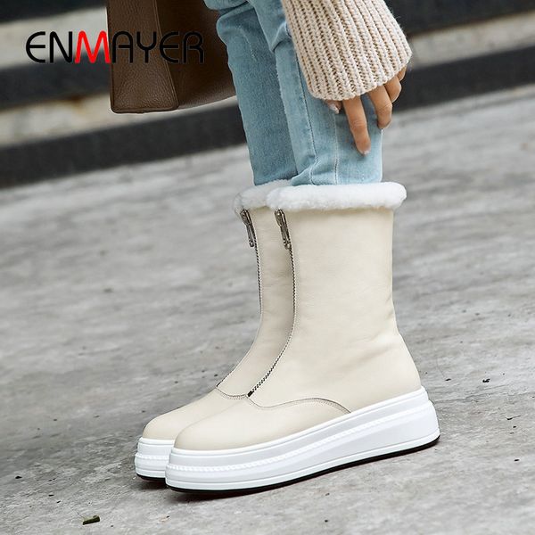 enmayer 2019 genuine leather warm snow boots round toe zip fashion ankel boots square heel plush winter women size 34-40, Black
enmayer 2019 genuine leather warm snow boots round toe zip fashion ankel boots square heel plush winter women size 34-40, Black