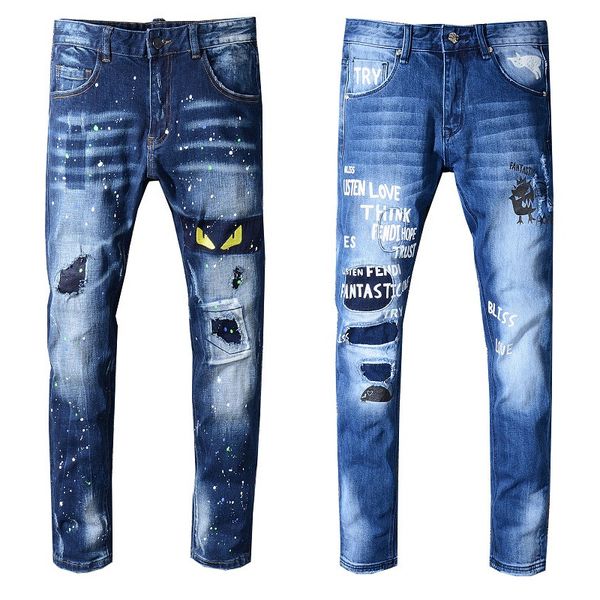 designer mens jeans retro distressed ripped jeans slim fit motorcycle biker luxury denim jeans autumn fashion brand mens designer pants, Blue
designer mens jeans retro distressed ripped jeans slim fit motorcycle biker luxury denim jeans autumn fashion brand mens designer pants, Blue