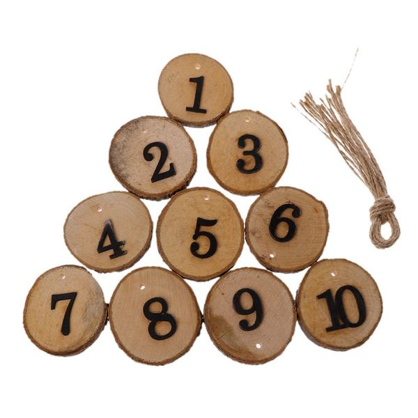 

round natural wood log slice tree bark 1-10 table numbers for wedding centerpiece hanging decor 10pcs/set