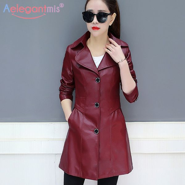 aelegantmis 2019 pu leather trench women spring long sleeve leather red coat female slim windbreaker plus size 4xl, Tan;black
aelegantmis 2019 pu leather trench women spring long sleeve leather red coat female slim windbreaker plus size 4xl, Tan;black