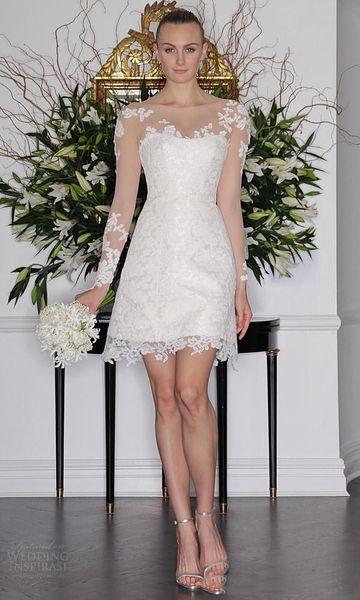 long sleeves lace appliques a-line short wedding dresses 2019 slim bridal gowns cheap, White
long sleeves lace appliques a-line short wedding dresses 2019 slim bridal gowns cheap, White