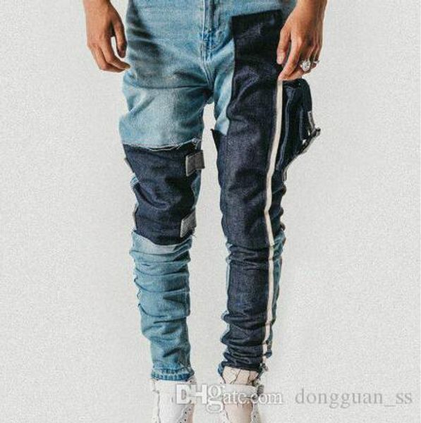 strapped pocket distressed jeans slim tapered biker jeans hip hop streetwear non-stretch cotton, Blue
strapped pocket distressed jeans slim tapered biker jeans hip hop streetwear non-stretch cotton, Blue