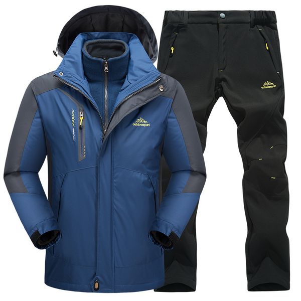 winter outdoor hiking jacket & hiking pants women men 3-in-1 fleece liner thick thermal tracksuit windproof waterproof ski suit, Blue;black
winter outdoor hiking jacket & hiking pants women men 3-in-1 fleece liner thick thermal tracksuit windproof waterproof ski suit, Blue;black