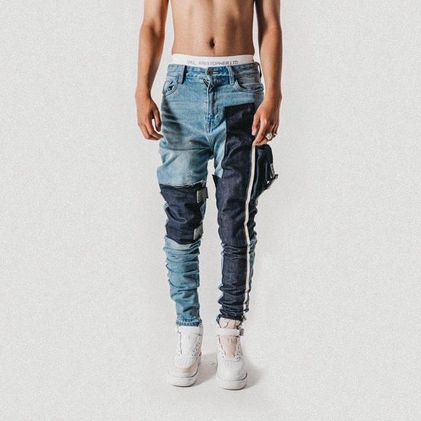strapped pocket distressed jeans slim tapered biker jeans hip hop streetwear non-stretch cotton, Blue
strapped pocket distressed jeans slim tapered biker jeans hip hop streetwear non-stretch cotton, Blue