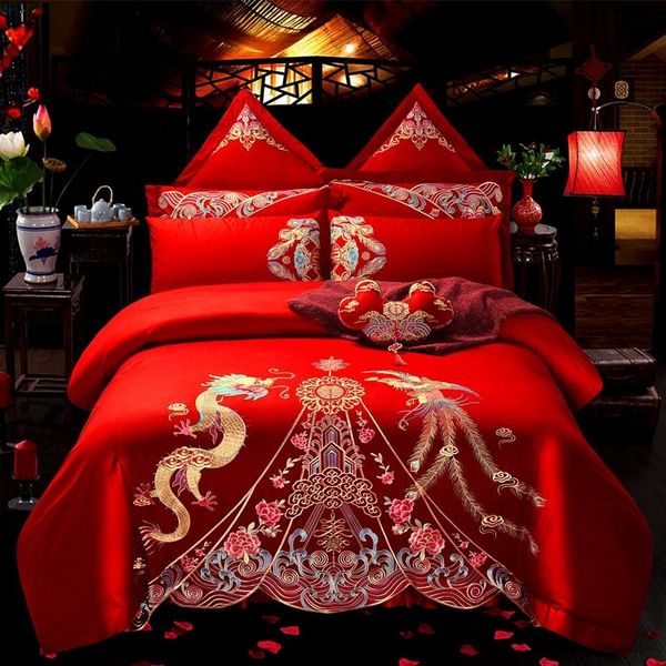 36luxury red wedding golden dragon phoenix embroidery 100% cotton bedding set duvet cover bed sheet bedspread pillowcases
36luxury red wedding golden dragon phoenix embroidery 100% cotton bedding set duvet cover bed sheet bedspread pillowcases