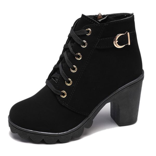 2019 new woman's high heels boots suede round head shoes woman solid color cross lacing fashion women's winter boots size 35-41, Black
2019 new woman's high heels boots suede round head shoes woman solid color cross lacing fashion women's winter boots size 35-41, Black