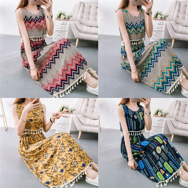new 2019 summer women long cold cotton abstract art printed bohemian dress tassel lace vestidos maxi beach florar sleeveless, Black;gray
new 2019 summer women long cold cotton abstract art printed bohemian dress tassel lace vestidos maxi beach florar sleeveless, Black;gray