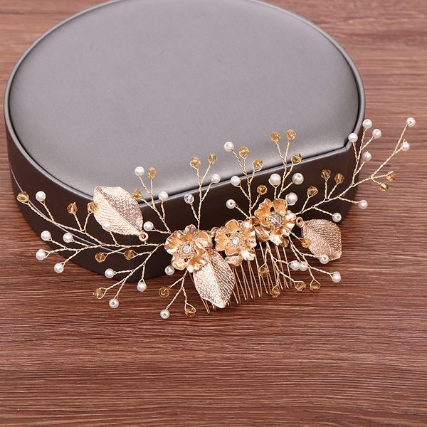 luxury wedding bride hair accessories handmade leaf pearl hair comb head ornaments gold flower bridal comb headpiece, Golden;white
luxury wedding bride hair accessories handmade leaf pearl hair comb head ornaments gold flower bridal comb headpiece, Golden;white