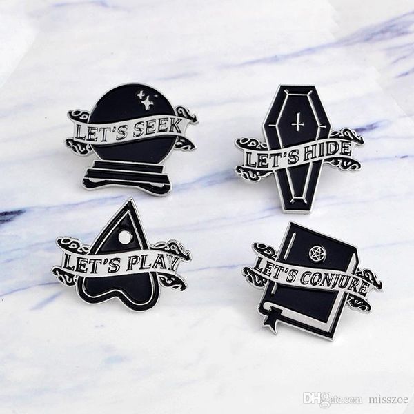 мисс зои давайте conjure seek скрыть play cute письмо эмаль металла pins знак джинсовой куртки ювелирные подарки броши для женщин мужчин, Gray 
мисс зои давайте conjure seek скрыть play cute письмо эмаль металла pins знак джинсовой куртки ювелирные подарки броши для женщин мужчин, Gray