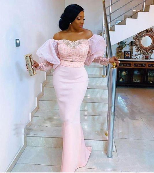 aso ebi mermaid prom dresses trumpet sleeve off shoulder pink evening gowns chiffon floor length formal party dress, White;black
aso ebi mermaid prom dresses trumpet sleeve off shoulder pink evening gowns chiffon floor length formal party dress, White;black