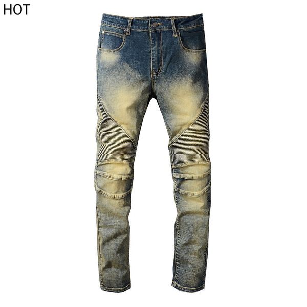 2020 bal mens distressed ripped biker jeans slim fit motorcycle biker bwrs denim for men fashion designer hip hop mens jeans good quality, Blue
2020 bal mens distressed ripped biker jeans slim fit motorcycle biker bwrs denim for men fashion designer hip hop mens jeans good quality, Blue