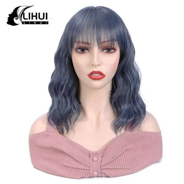 lihui synthetic wigs blue grey wig with bangs short for women non lace wigs pelucas naturales wavy hair pink orange brown, Black
lihui synthetic wigs blue grey wig with bangs short for women non lace wigs pelucas naturales wavy hair pink orange brown, Black