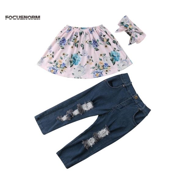 new toddler infant kids baby girl off shoulder floral crops +denim ripped pants headband 3pcs outfits clothes set, White
new toddler infant kids baby girl off shoulder floral crops +denim ripped pants headband 3pcs outfits clothes set, White